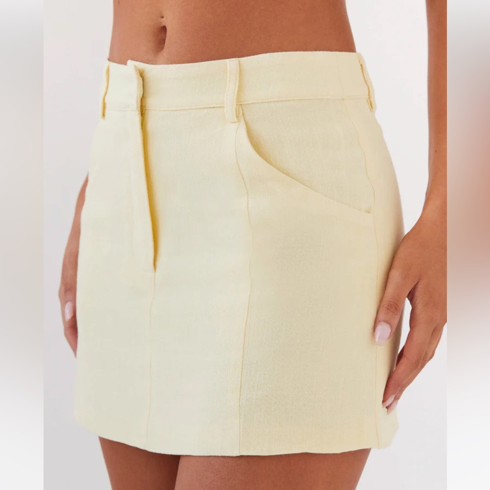 Butter Yellow Peppermayo Exclusive - Marissa Linen Mini Skirt - Lemon